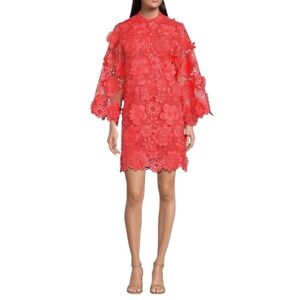 J. MARIE Seraphina Dress Coral Floral 3D Lace Small NWT Boho Retro 60s Vibes